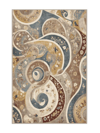 Retro Ruckus Cheeky Curl - Premium Tan (W3C) Modern Area Rug | Plush & Washable Options | Rugolution Home Decor