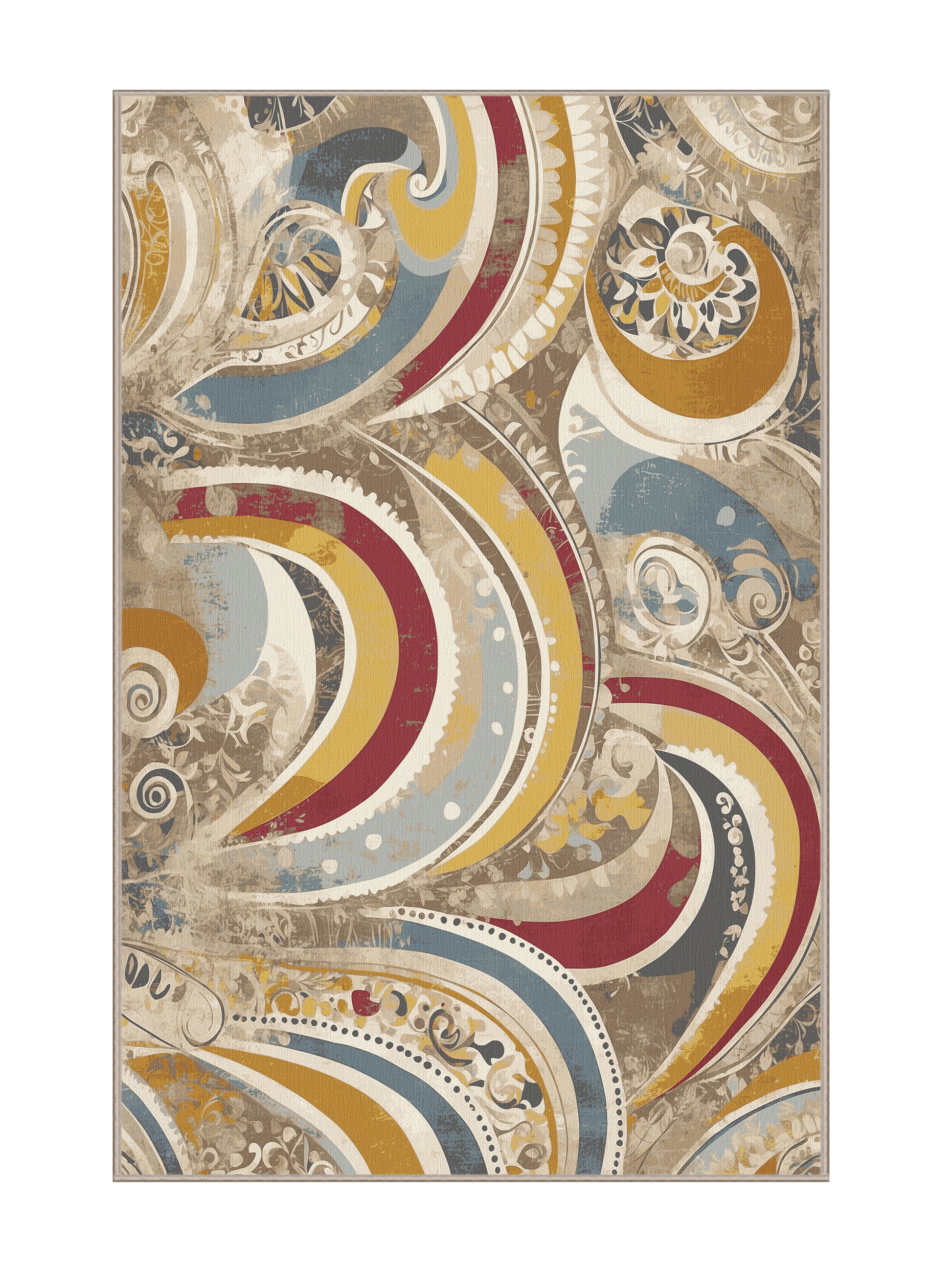 Retro Ruckus Perky Jiggle - Premium Tan (W3C) Modern Area Rug | Plush & Washable Options | Rugolution Home Decor