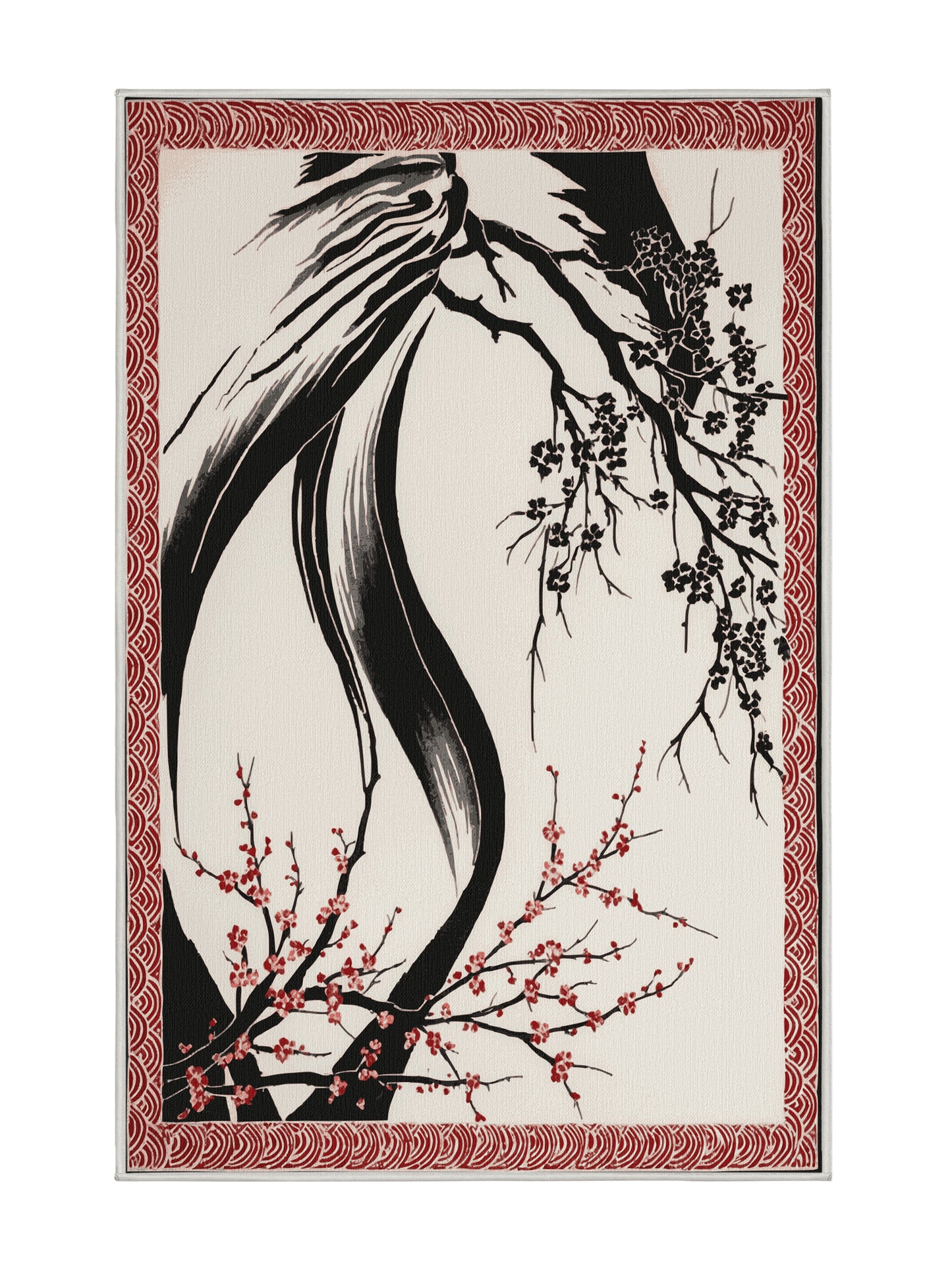 Sakura Waves Eternal Spring - Premium Dark White Modern Area Rug | Plush & Washable Options | Rugolution Home Decor