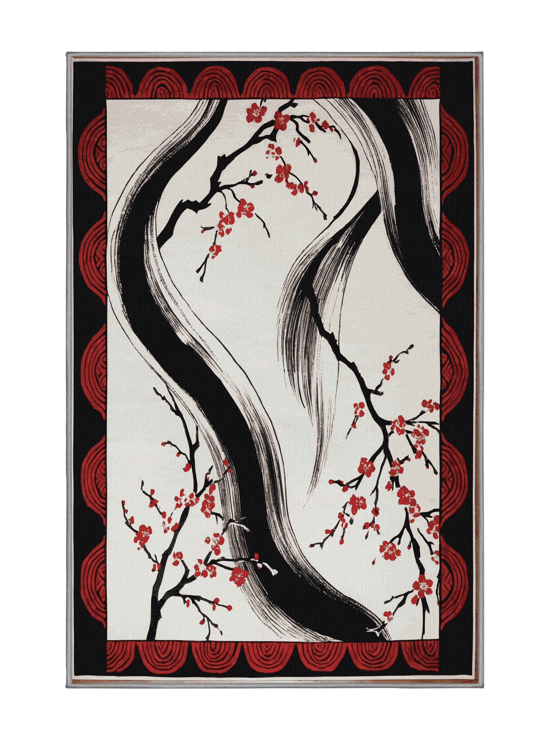 Sakura Waves Zen Horizon - Premium Gray Goose Modern Area Rug | Plush & Washable Options | Rugolution Home Decor