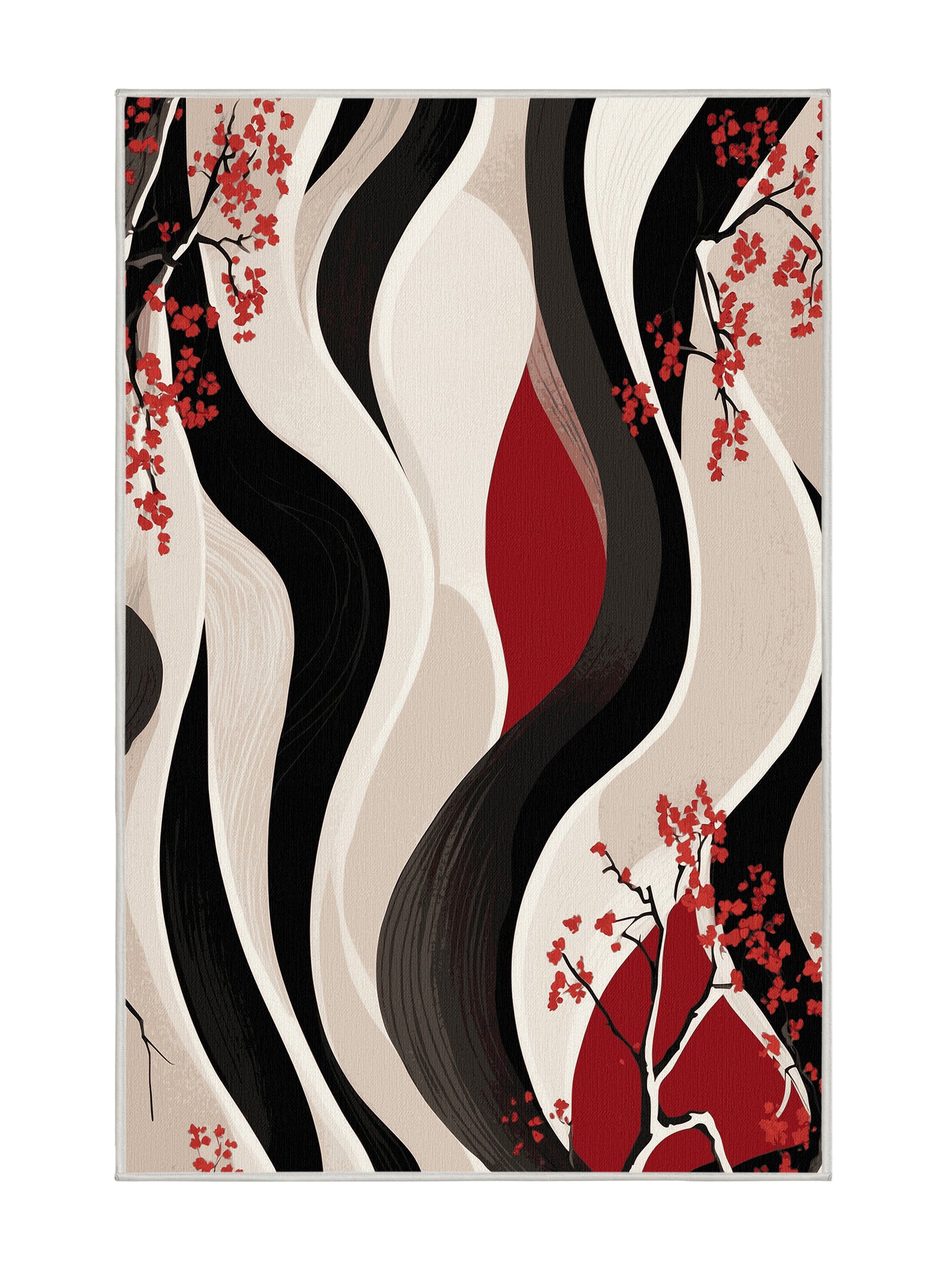 Sakura Waves Sakura Swirl - Premium Dark White Modern Area Rug | Plush & Washable Options | Rugolution Home Decor