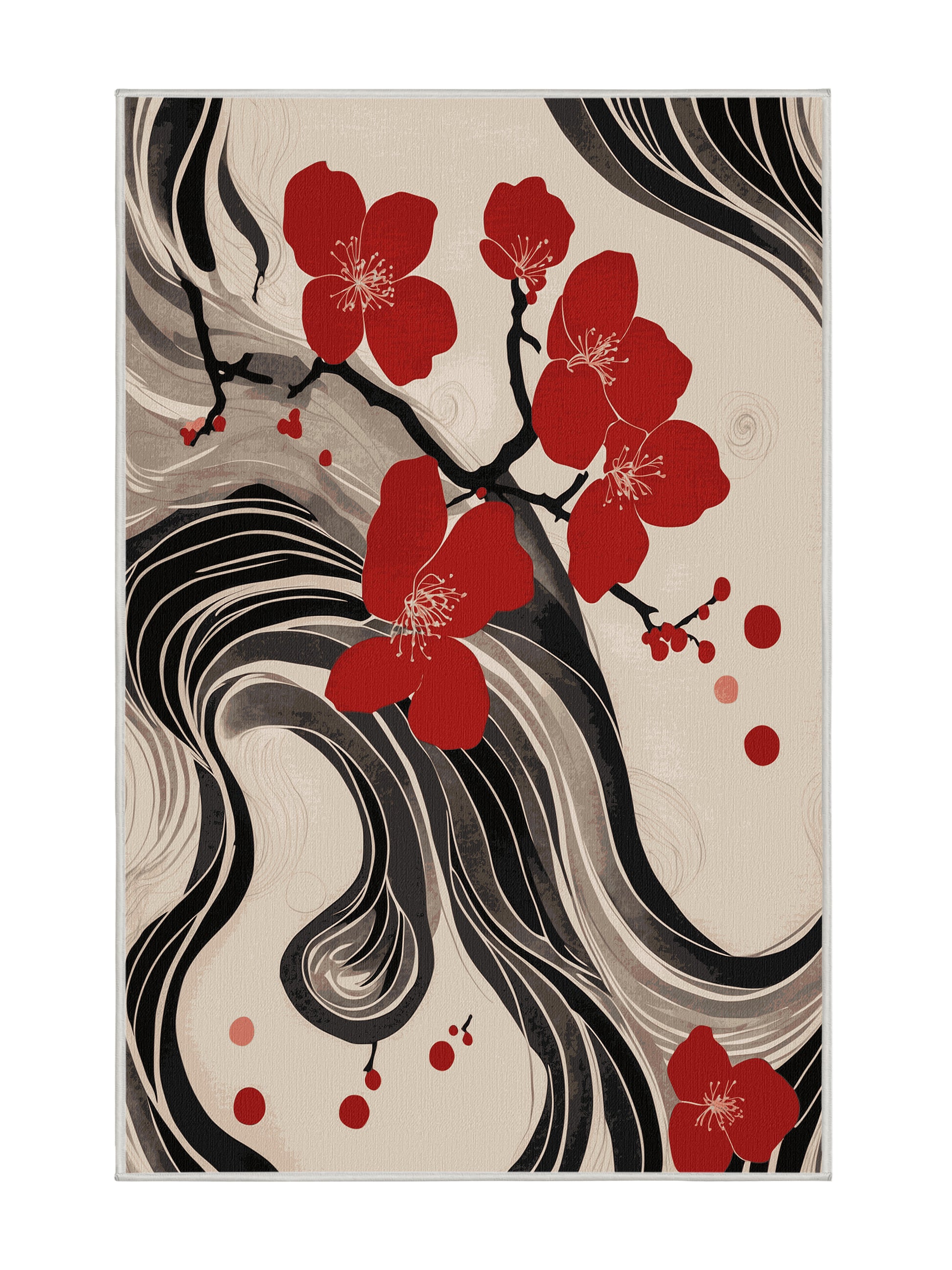 Sakura Waves Whispering Tide - Premium Champagne Modern Area Rug | Plush & Washable Options | Rugolution Home Decor