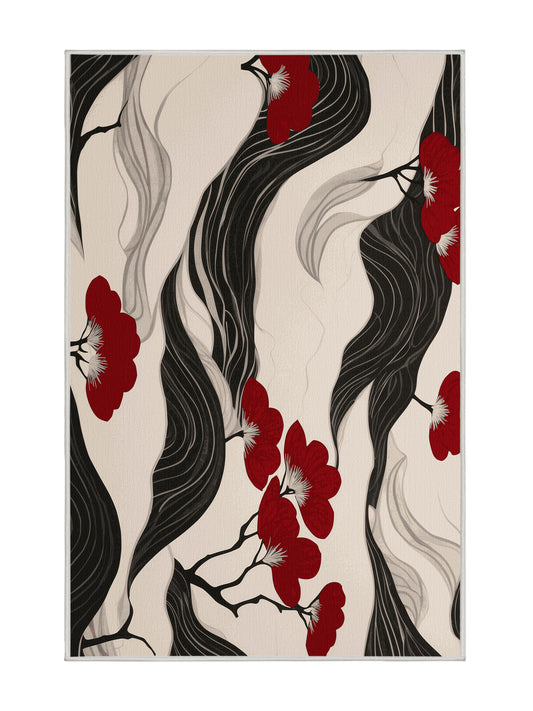 Sakura Waves Spring Drift - Premium Dark White Modern Area Rug | Plush & Washable Options | Rugolution Home Decor