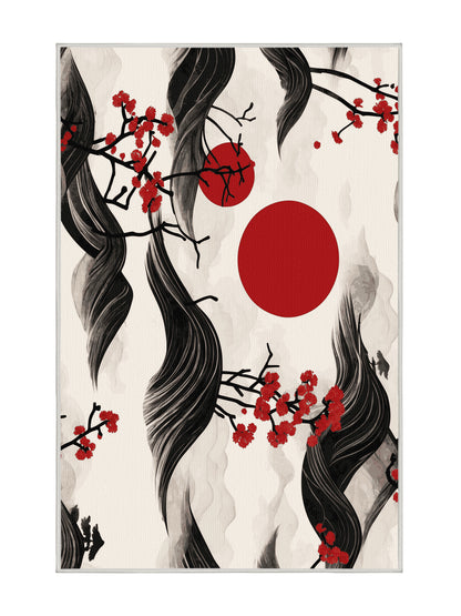 Sakura Waves Serene Sakura - Premium Dark White Modern Area Rug | Plush & Washable Options | Rugolution Home Decor