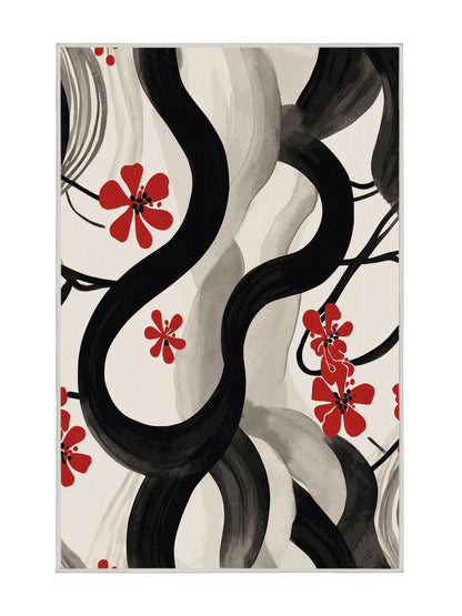 Sakura Waves Crimson Breeze - Premium White Chocolate Modern Area Rug | Plush & Washable Options | Rugolution Home Decor