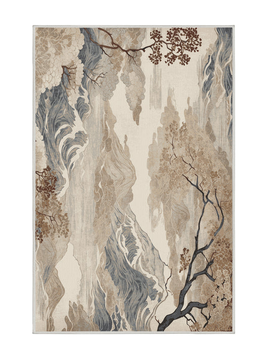 Sakura Waves Crimson Flow - Premium Dark White Modern Area Rug | Plush & Washable Options | Rugolution Home Decor