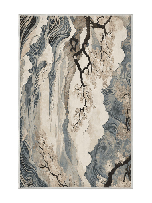 Sakura Waves Sakura Drift - Premium Dark White Modern Area Rug | Plush & Washable Options | Rugolution Home Decor