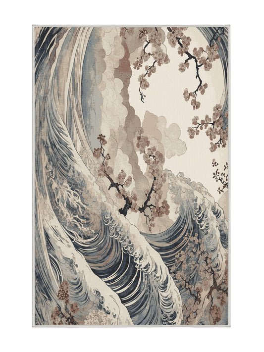 Sakura Waves Sakura Flow - Premium White Chocolate Modern Area Rug | Plush & Washable Options | Rugolution Home Decor