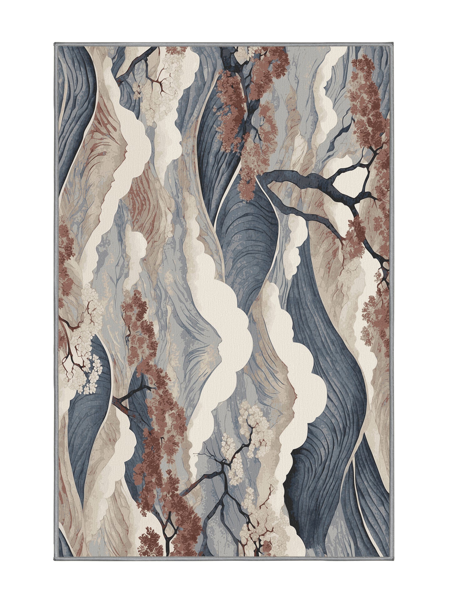 Sakura Waves Moonlit Drift - Premium Pale Silver Modern Area Rug | Plush & Washable Options | Rugolution Home Decor