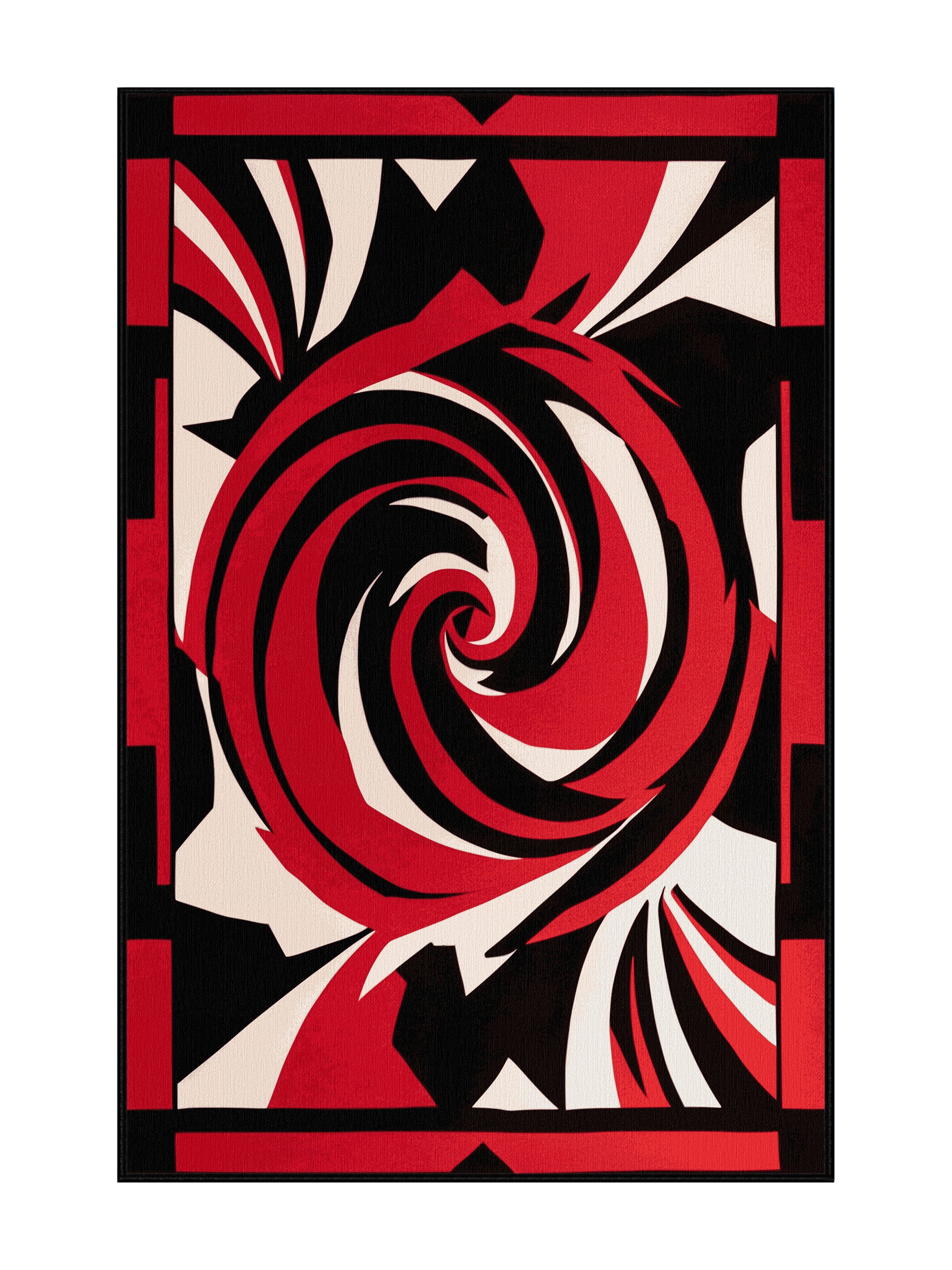 Scarlet Surrealism Solar Inferno - Premium Midnight Modern Area Rug | Plush & Washable Options | Rugolution Home Decor