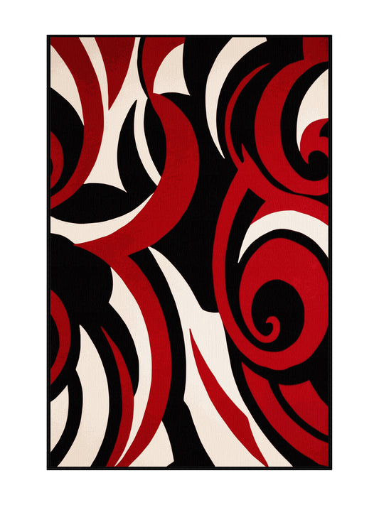 Scarlet Surrealism Obsidian Ray - Premium Black (W3C) Modern Area Rug | Plush & Washable Options | Rugolution Home Decor