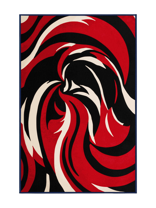 Scarlet Surrealism Infernal Edge - Premium Night Modern Area Rug | Plush & Washable Options | Rugolution Home Decor