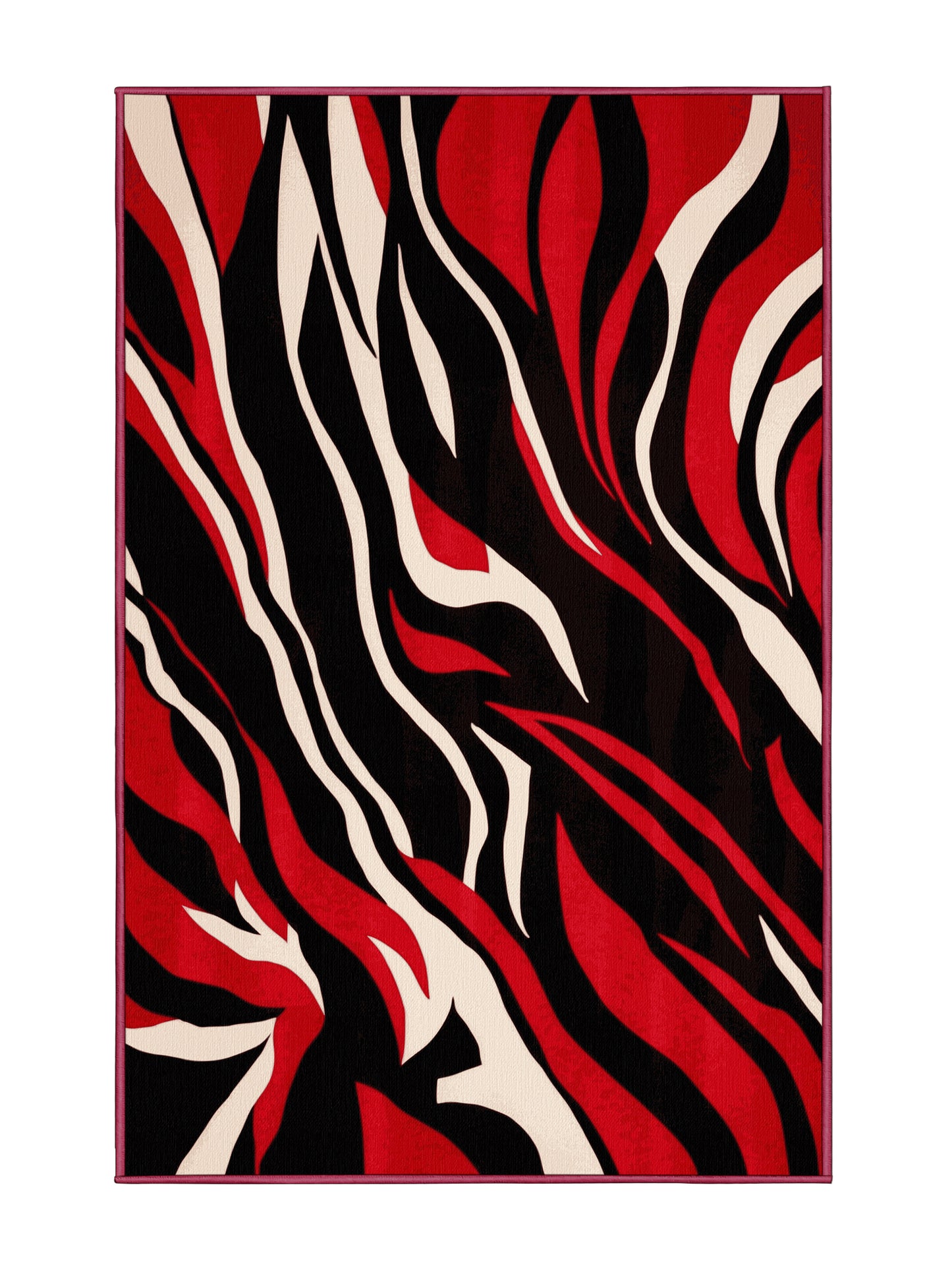 Scarlet Surrealism Fiery Cosmos - Premium Velvet Maroon Modern Area Rug | Plush & Washable Options | Rugolution Home Decor