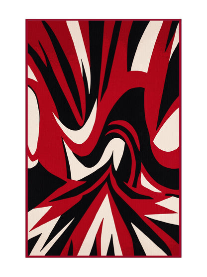 Scarlet Surrealism Abstract Redshift - Premium Carbon Red Modern Area Rug | Plush & Washable Options | Rugolution Home Decor