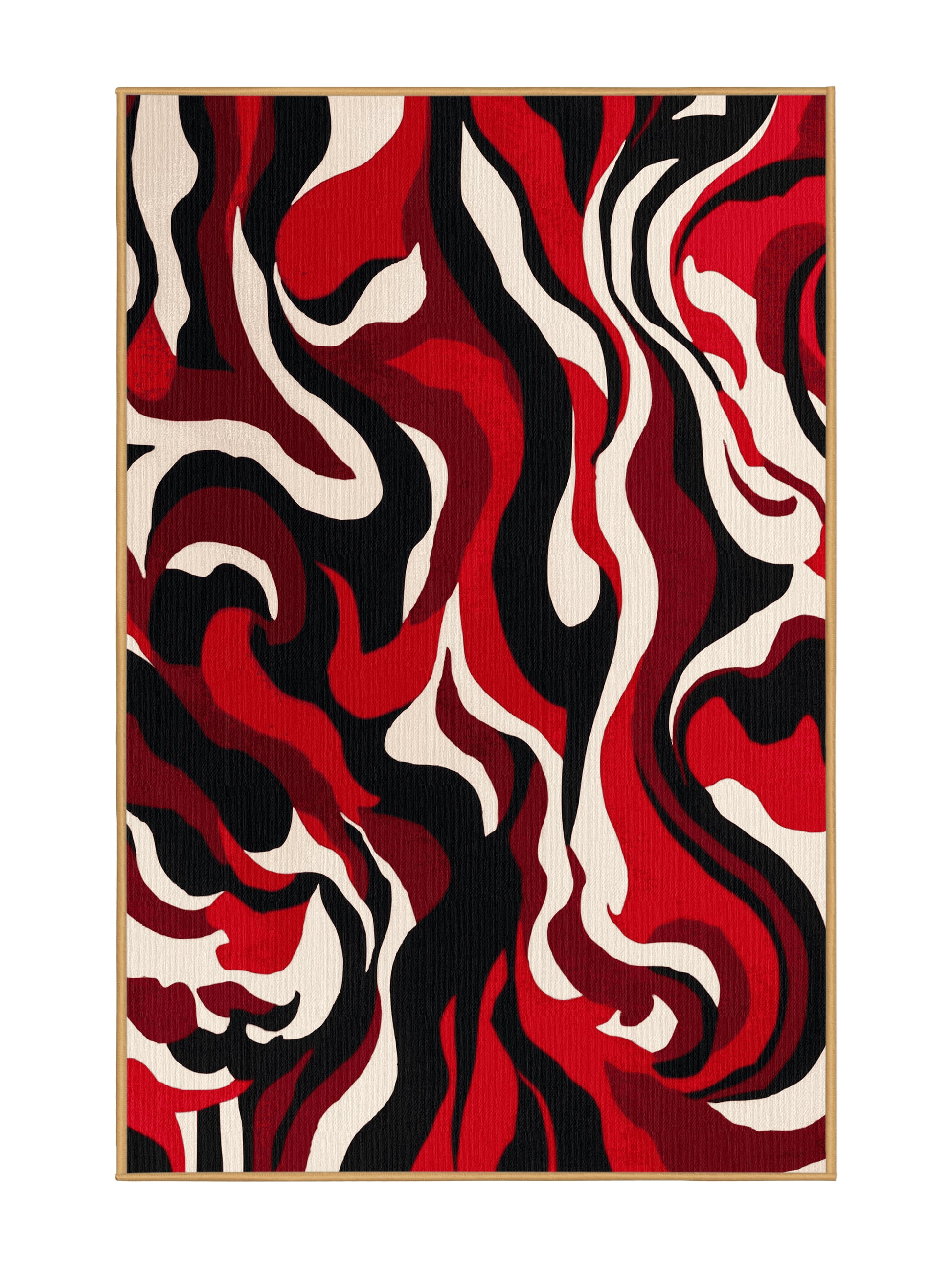 Scarlet Surrealism Ruby Drift - Premium Saffron Red Modern Area Rug | Plush & Washable Options | Rugolution Home Decor