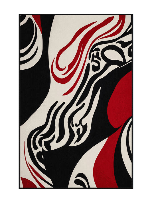 Scarlet Surrealism Fiery Harmony - Premium Gunmetal Modern Area Rug | Plush & Washable Options | Rugolution Home Decor