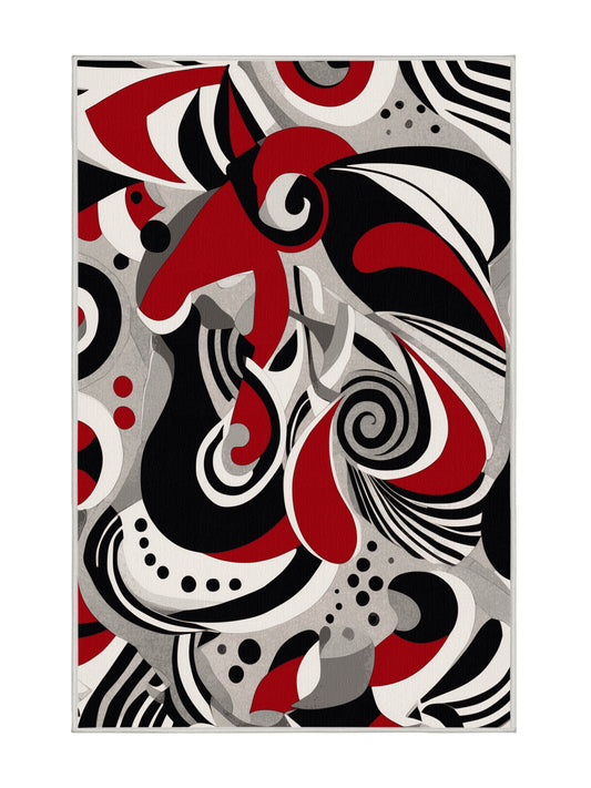 Scarlet Surrealism Shadow Radiance - Premium Dark White Modern Area Rug | Plush & Washable Options | Rugolution Home Decor