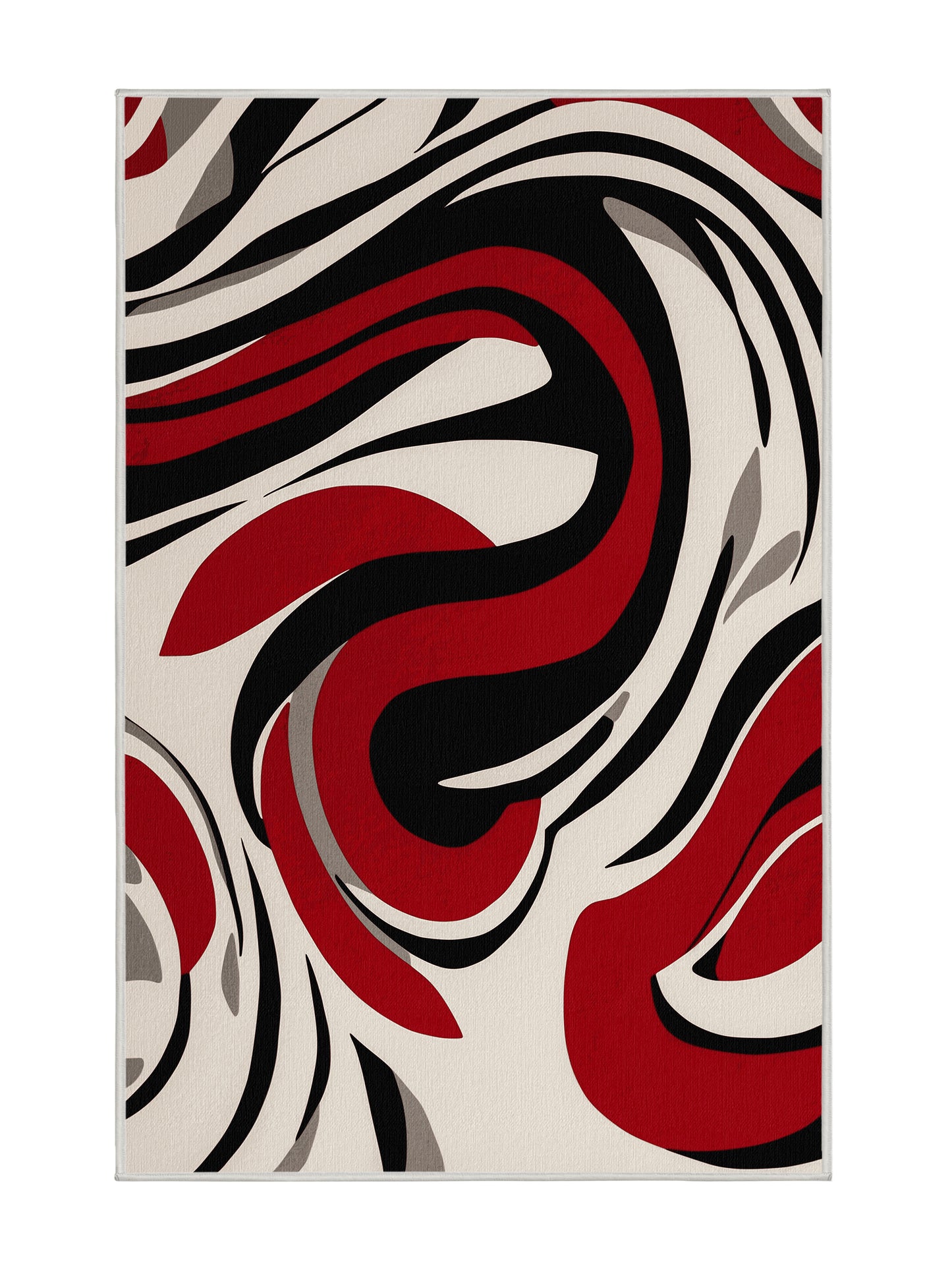 Scarlet Surrealism Radiant Swirl - Premium Dark White Modern Area Rug | Plush & Washable Options | Rugolution Home Decor