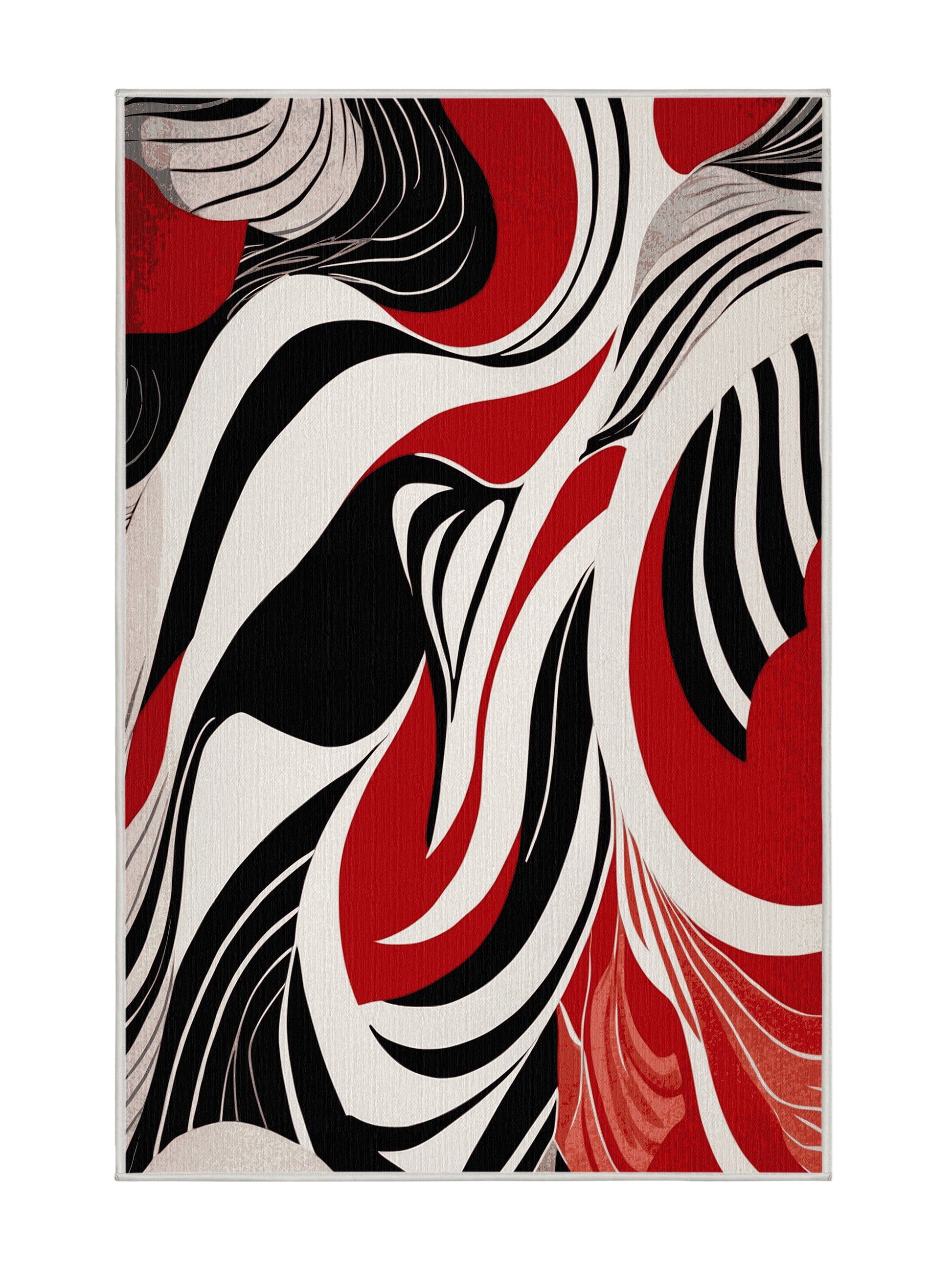 Scarlet Surrealism Ember Mirage - Premium Dark White Modern Area Rug | Plush & Washable Options | Rugolution Home Decor