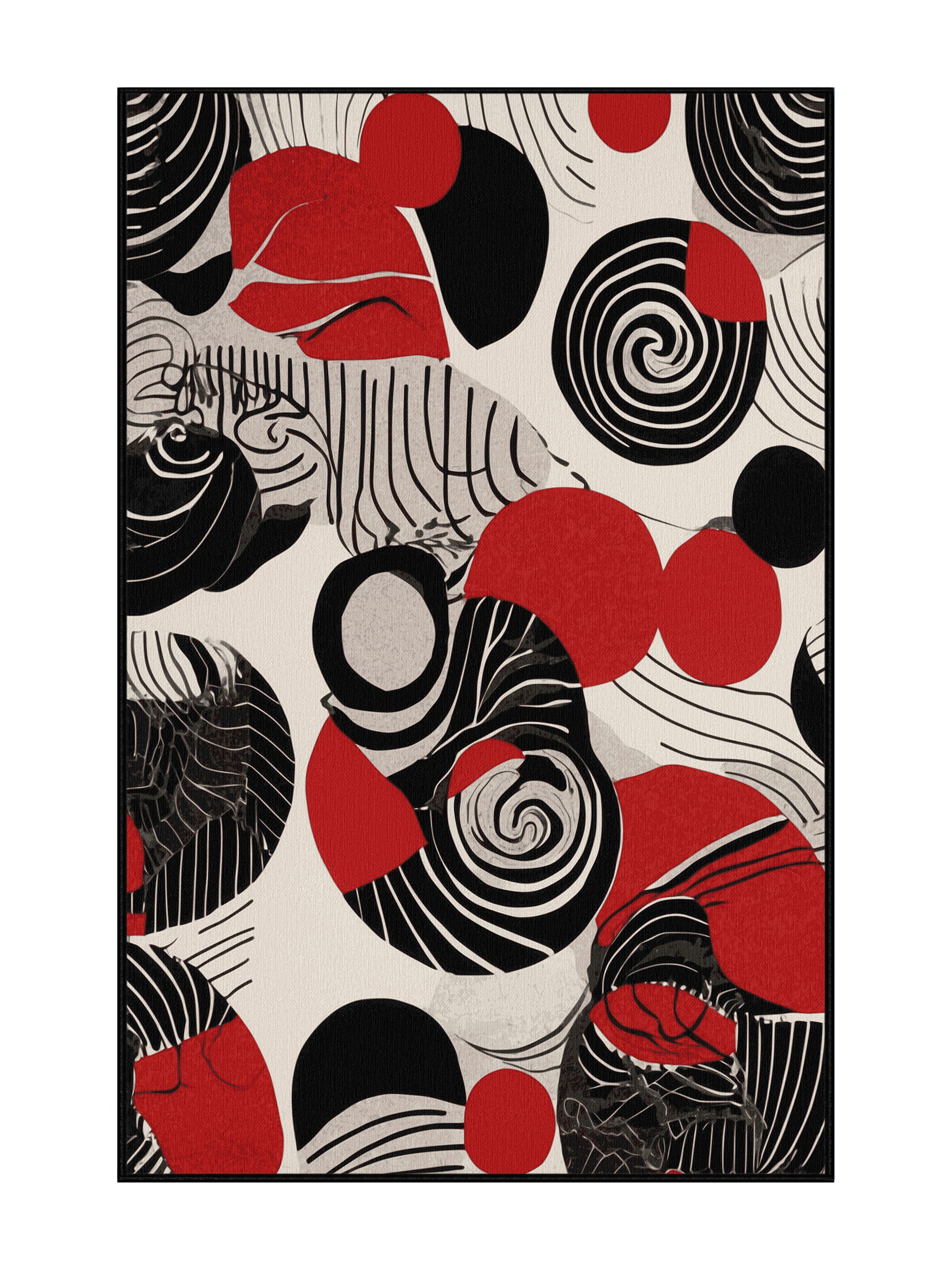 Scarlet Surrealism Radiant Flow - Premium Black (W3C) Modern Area Rug | Plush & Washable Options | Rugolution Home Decor