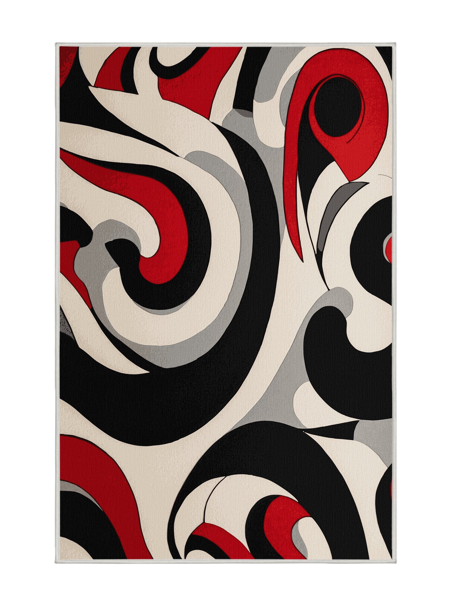 Scarlet Surrealism Cosmic Blaze - Premium Dark White Modern Area Rug | Plush & Washable Options | Rugolution Home Decor