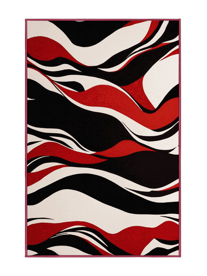 Scarlet Surrealism Sinister Glow - Premium Velvet Maroon Modern Area Rug | Plush & Washable Options | Rugolution Home Decor