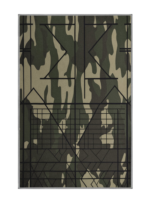 Tactical Terrain Stealth Angle - Premium Sage Green Modern Area Rug | Plush & Washable Options | Rugolution Home Decor