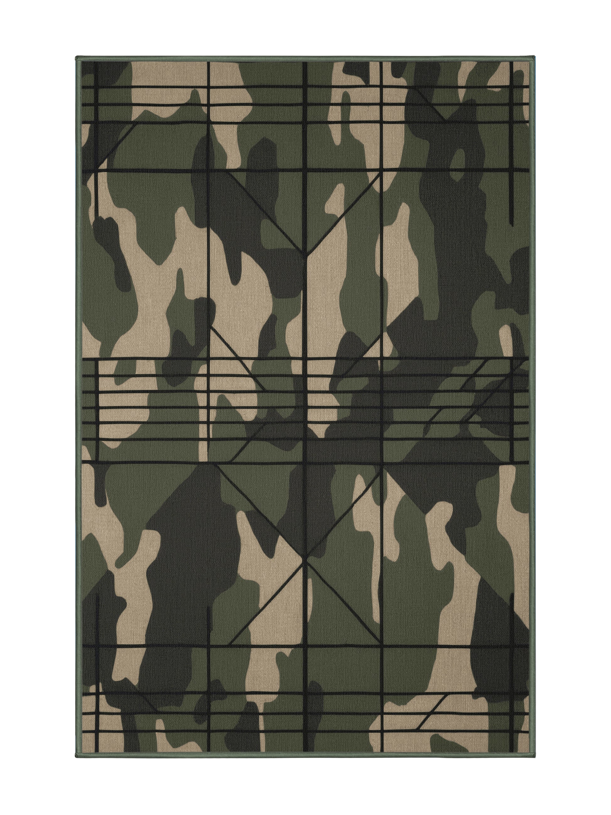 Tactical Terrain Urban Veil - Premium Camouflage Green Modern Area Rug | Plush & Washable Options | Rugolution Home Decor