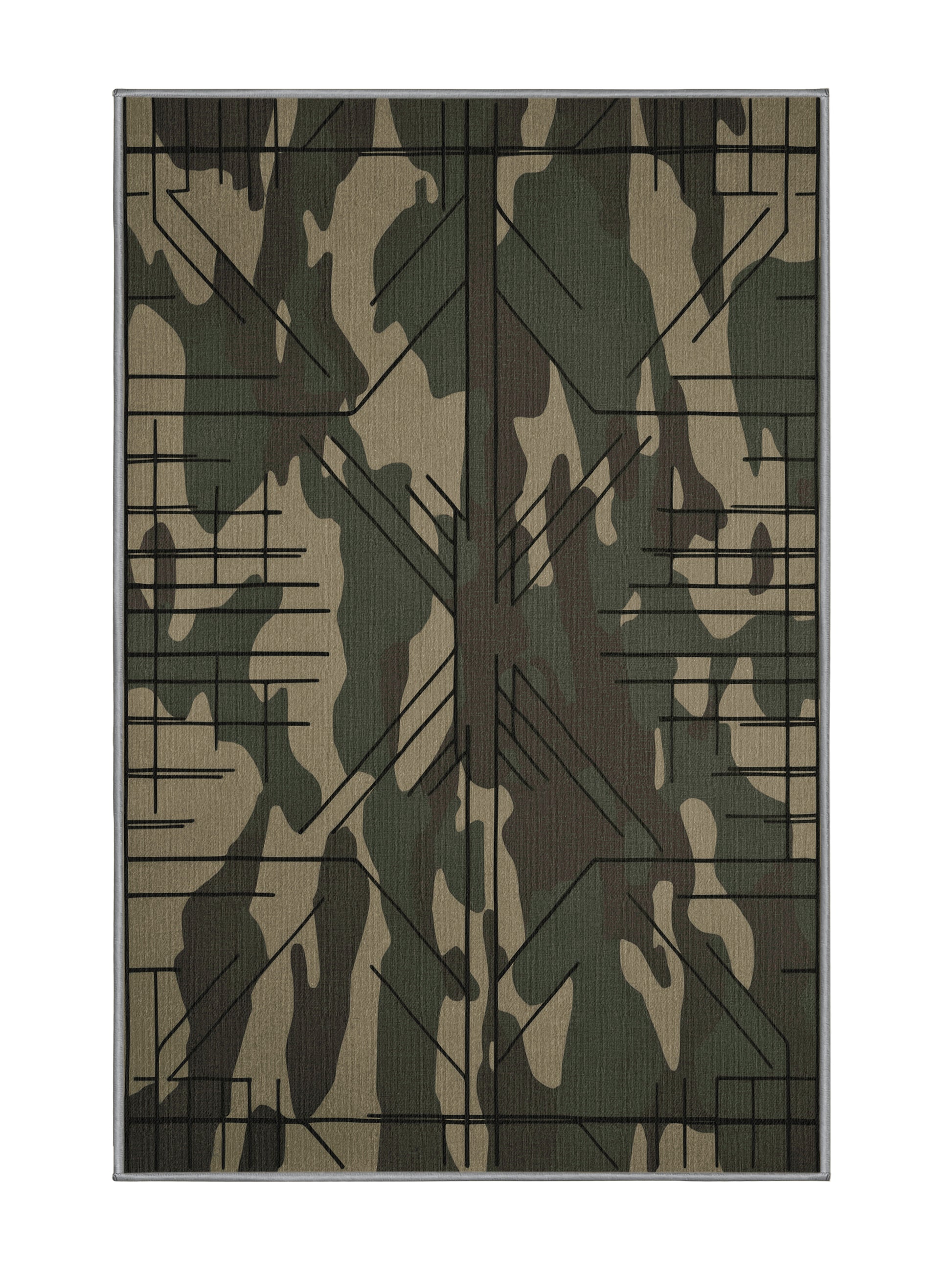 Tactical Terrain Vanguard Vision - Premium Army Brown Modern Area Rug | Plush & Washable Options | Rugolution Home Decor