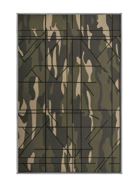 Tactical Terrain Echo Layer - Premium Army Brown Modern Area Rug | Plush & Washable Options | Rugolution Home Decor