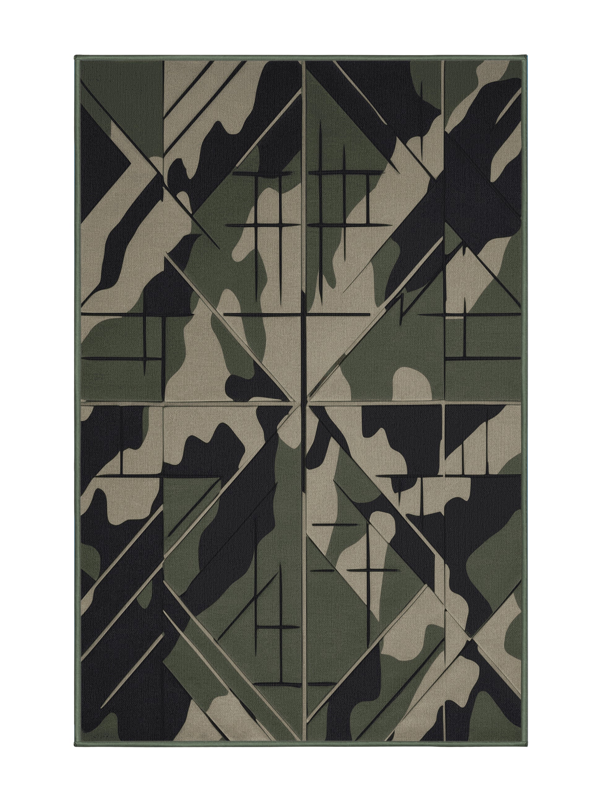 Tactical Terrain Shadow Flare - Premium Camouflage Green Modern Area Rug | Plush & Washable Options | Rugolution Home Decor