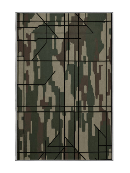 Tactical Terrain Warden Line - Premium Army Brown Modern Area Rug | Plush & Washable Options | Rugolution Home Decor