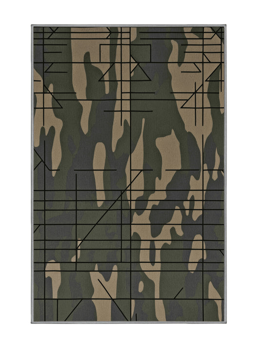 Tactical Terrain Stealth Strata - Premium Sage Green Modern Area Rug | Plush & Washable Options | Rugolution Home Decor