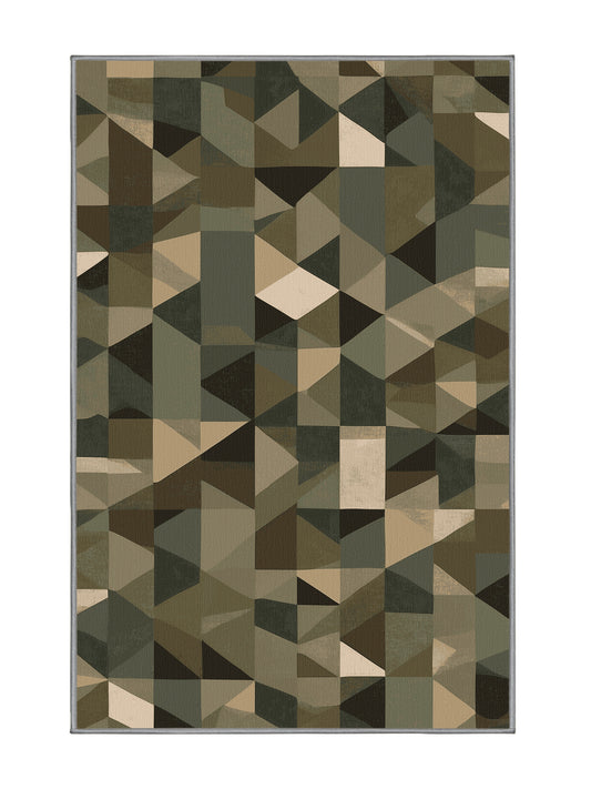 Tactical Terrain Field Stripe - Premium Army Brown Modern Area Rug | Plush & Washable Options | Rugolution Home Decor