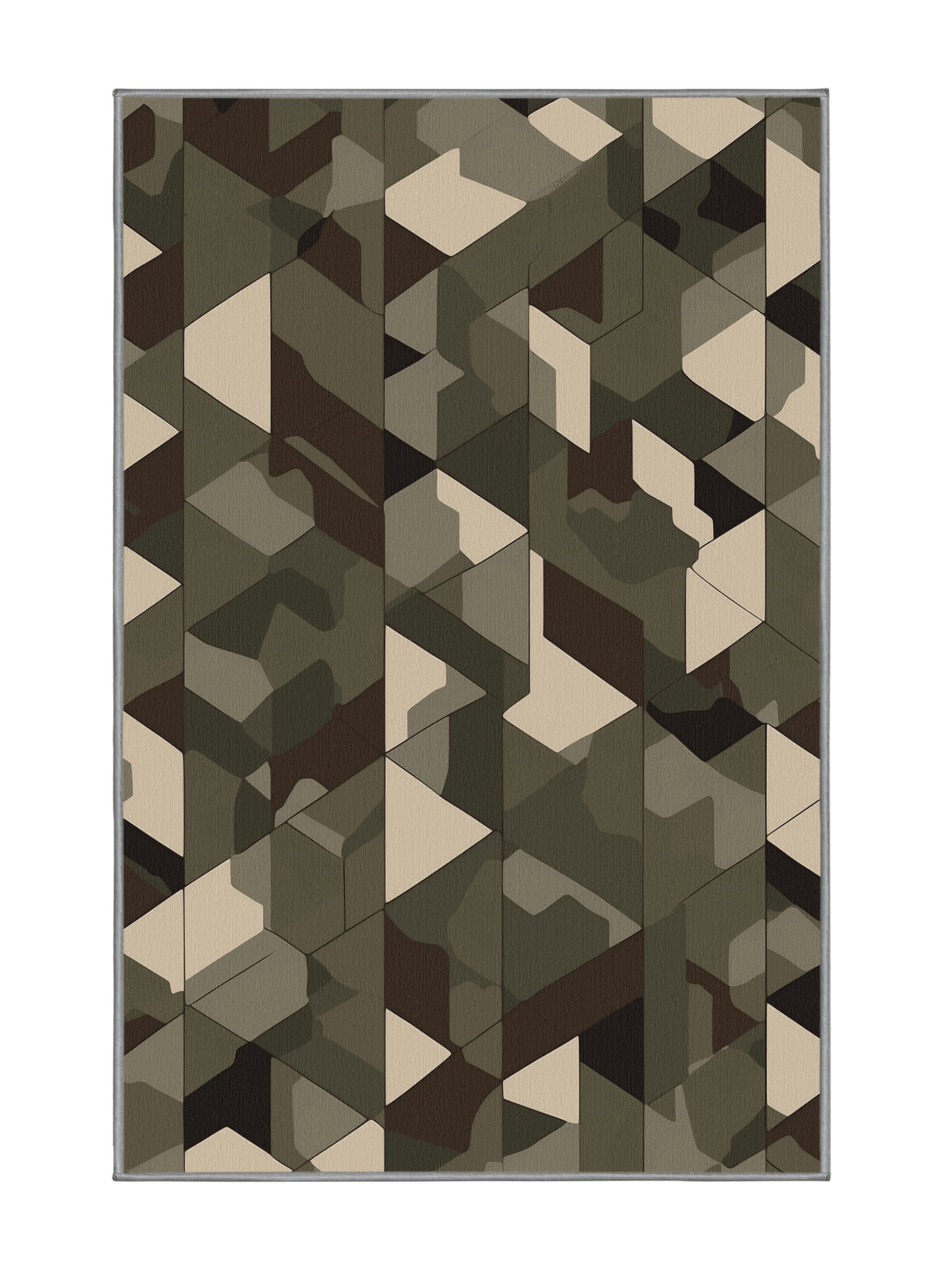 Tactical Terrain Flank Route - Premium Army Brown Modern Area Rug | Plush & Washable Options | Rugolution Home Decor