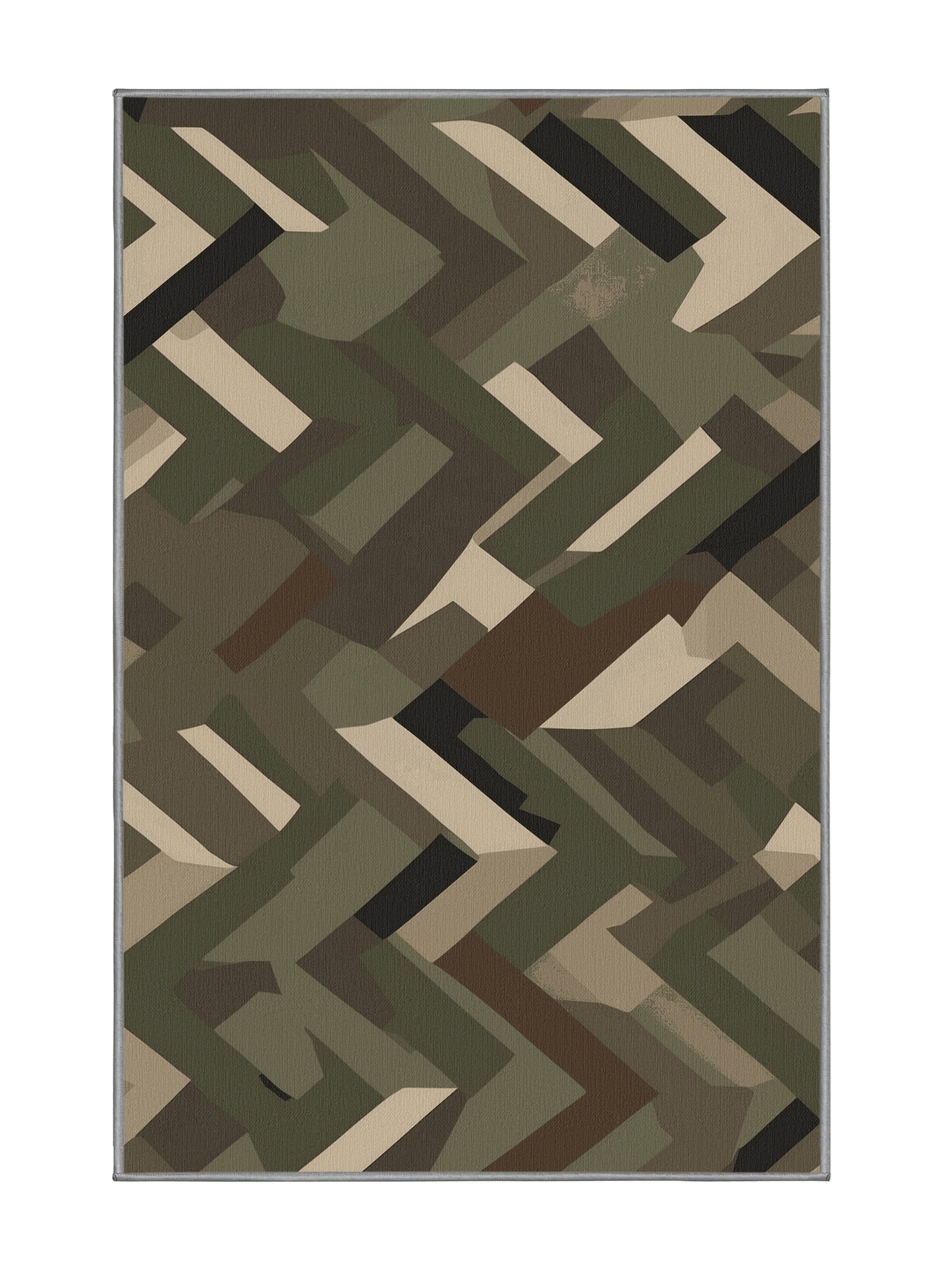 Tactical Terrain Shadow Route - Premium Army Brown Modern Area Rug | Plush & Washable Options | Rugolution Home Decor