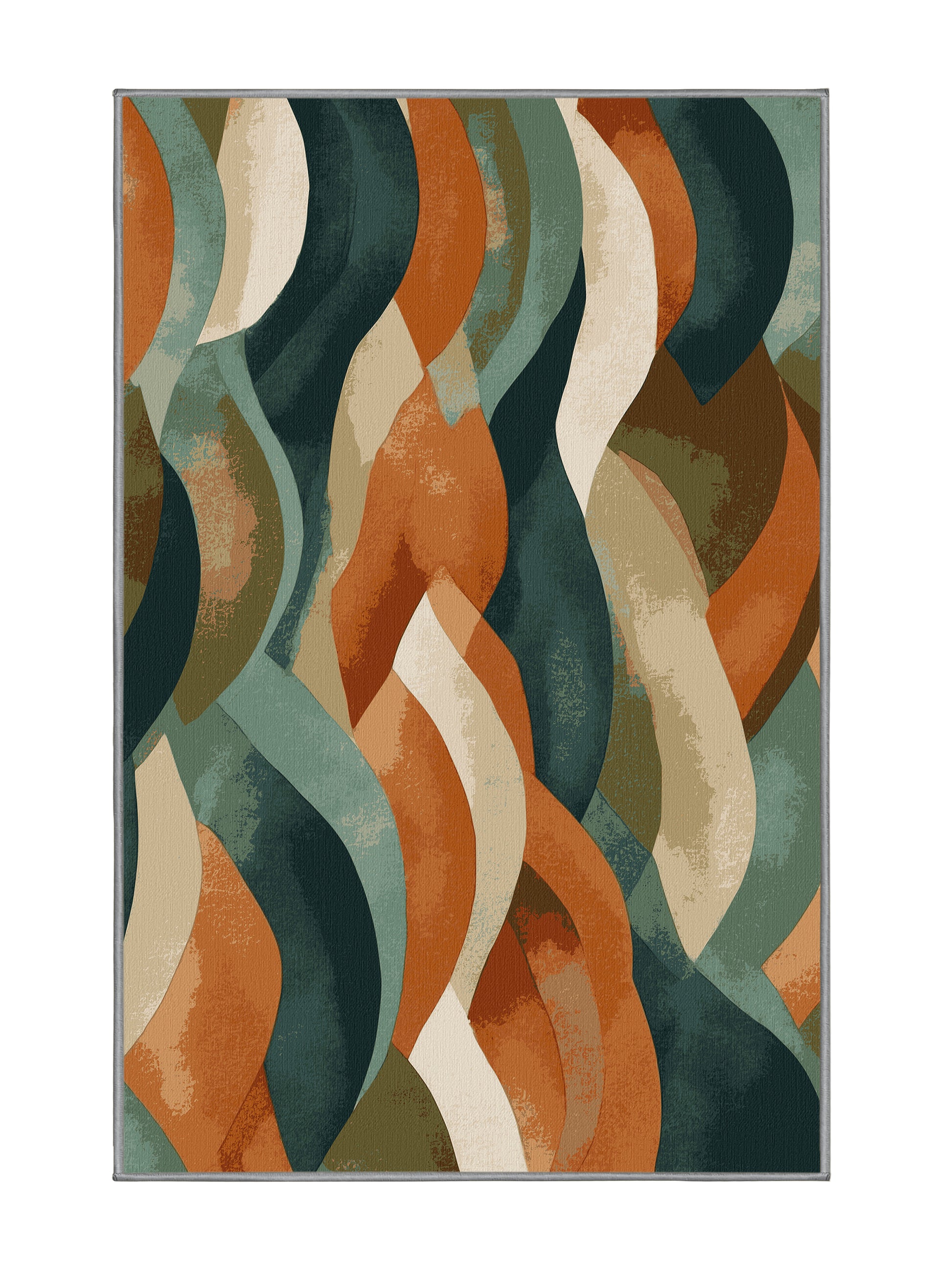 Terra Verde Woodland Waves - Premium Brown Bear Modern Area Rug | Plush & Washable Options | Rugolution Home Decor