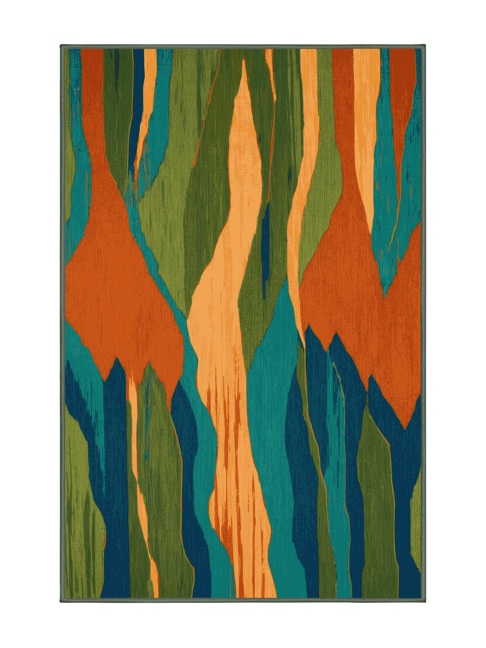 Vista Flow Emerald Stream - Premium Hazel Green Modern Area Rug | Plush & Washable Options | Rugolution Home Decor